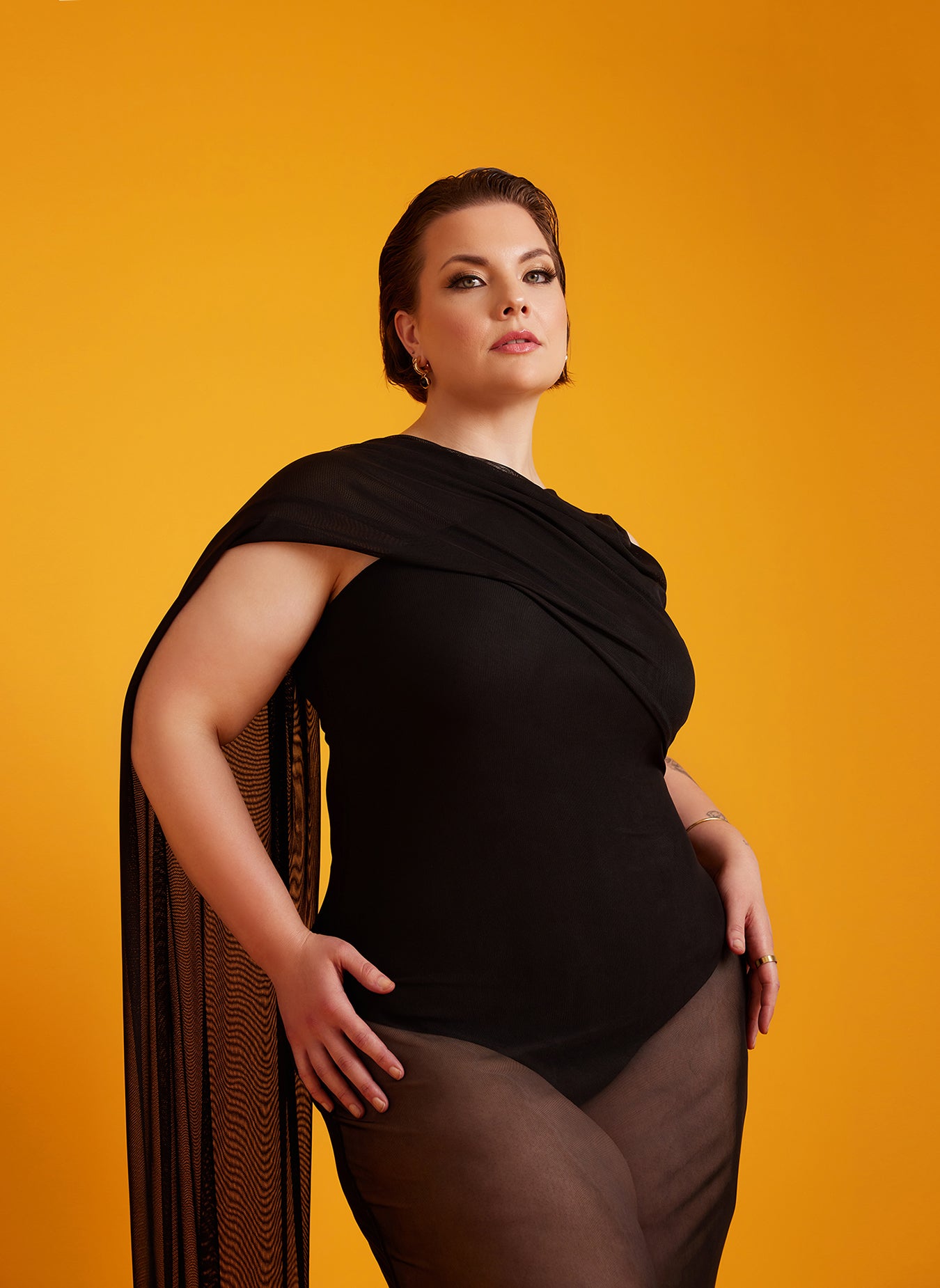 Sharon Mesh Bodycon Maxi Dress w. Bodysuit