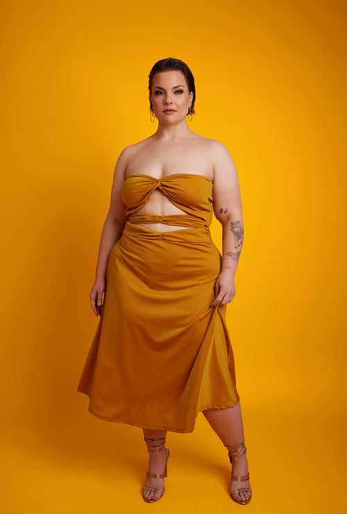 Denise Cut-Out A-Line Midi Dress