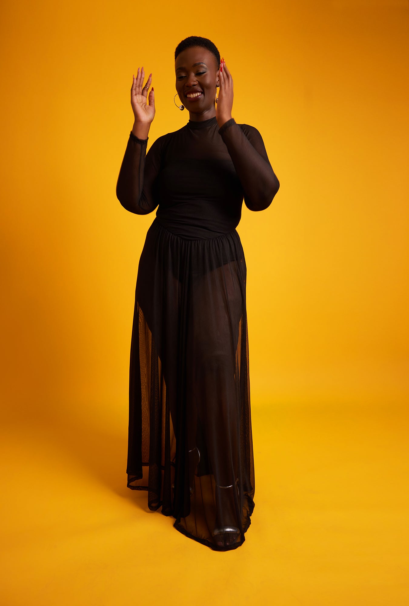 Lori Mesh Skater Maxi Dress w. Bodysuit