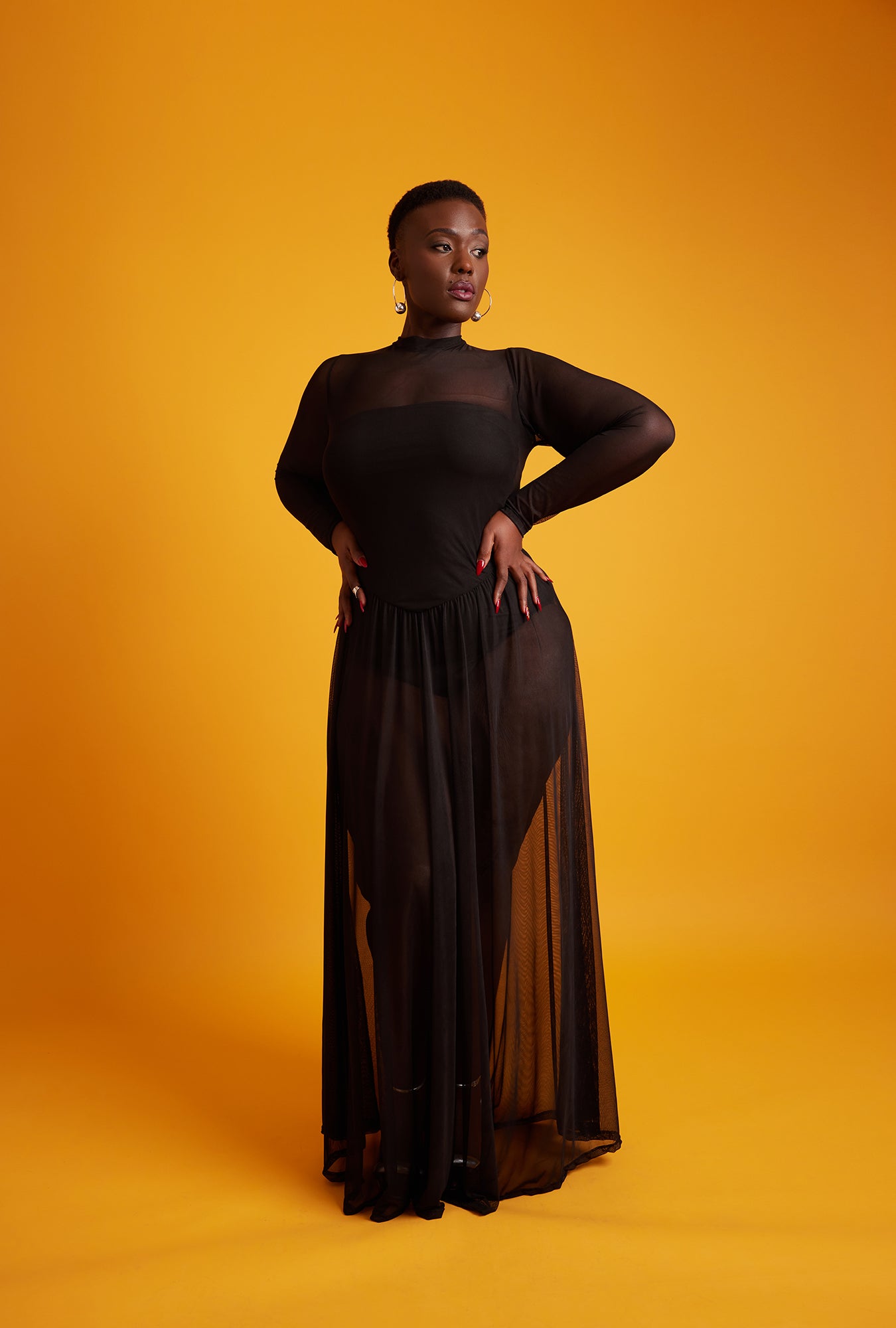 Lori Mesh Skater Maxi Dress w. Bodysuit