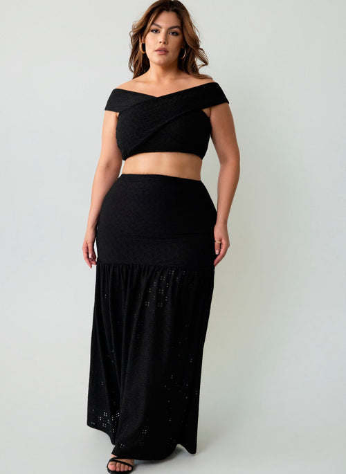 Naomi Eyelet Crop Top & Ruched Skirt Set
