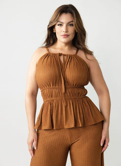 Jianna Peplum Elastic Waist Top