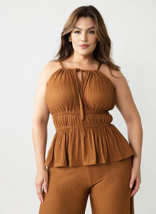 Jianna Peplum Elastic Waist Top