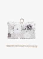 Sequins Flower Statement Box Clutch Bag