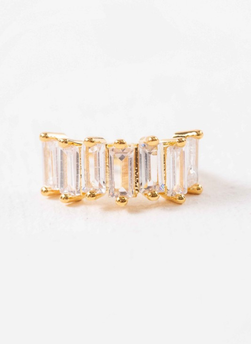 Baguette Stone Cuff Earring | Gold