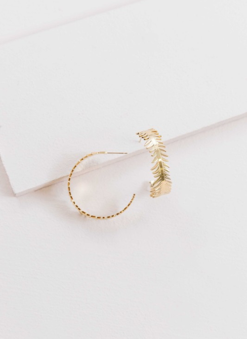 14K Plated Gold Leaf Wreath Hoop Earrings