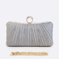 Pleated Metallic Box Clutch Bag