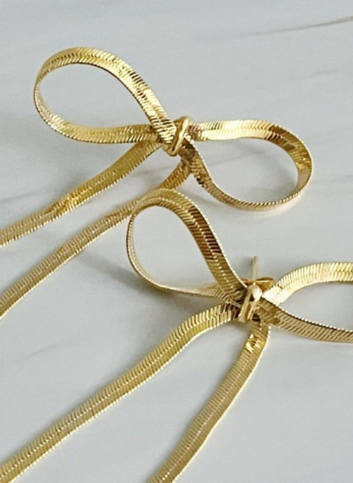 Long Drop Bow Earrings