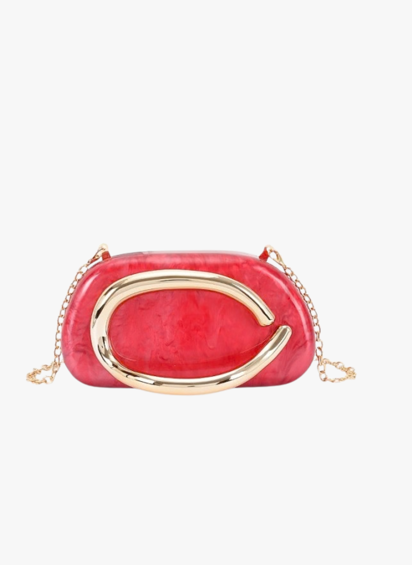 Gold Iconic Handle Marble Resin Box Clutch