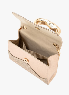 Rhinestone Iconic Top Handle Swing Clutch Bag