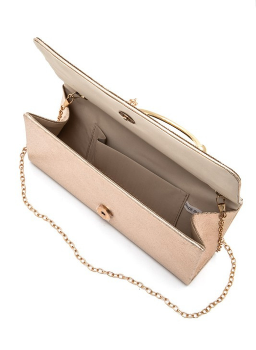 Circle Handle Rhinestone Clutch Bag