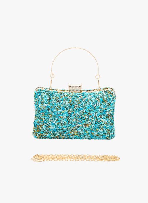 Druzy Stone Iconic Box Clutch Bag