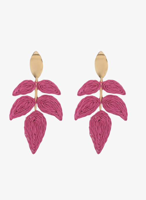 Rattan Woven Leaf Dangle Earrings