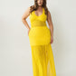 Malia Halter Mesh Ruched Maxi Dress