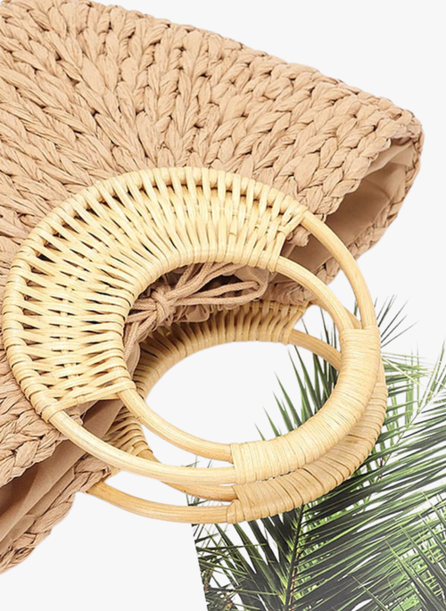 Bamboo Braided Straw Tote