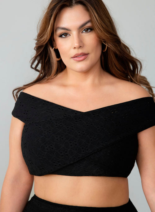 Naomi Eyelet Crop Top & Ruched Skirt Set