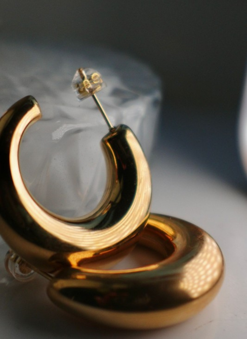18K Gold Plated Chunky Hoop Earrings