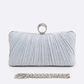 Pleated Metallic Box Clutch Bag