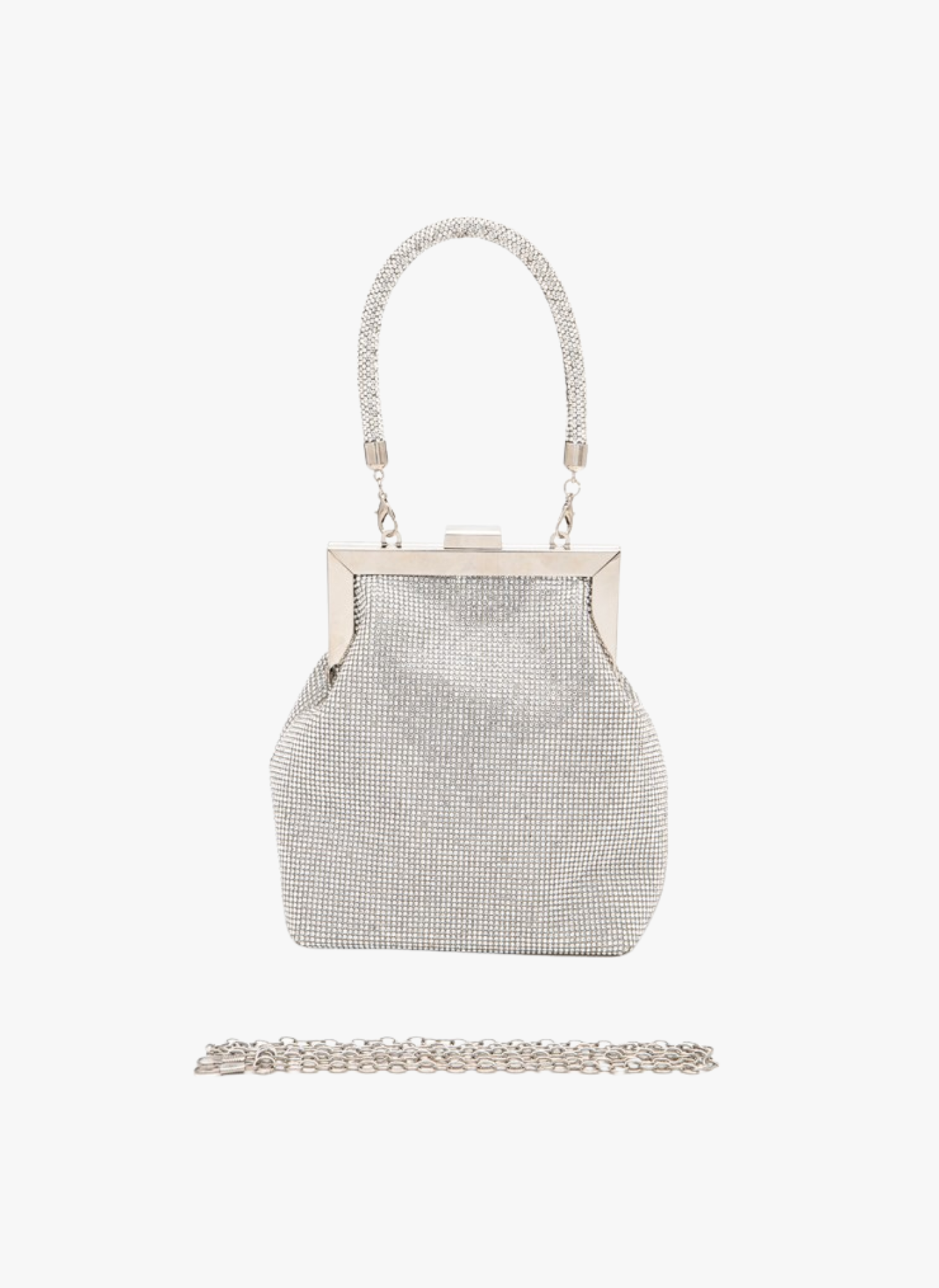 Top Handle Rhinestone Soft Clutch Bag