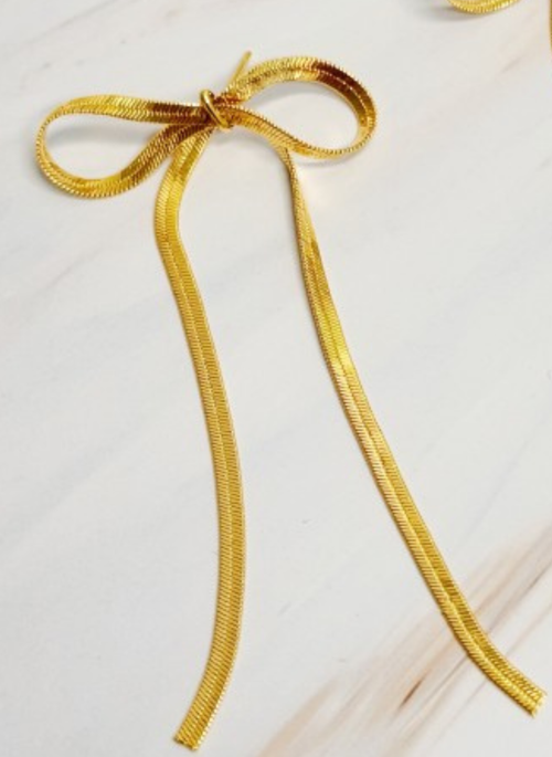 Long Drop Bow Earrings
