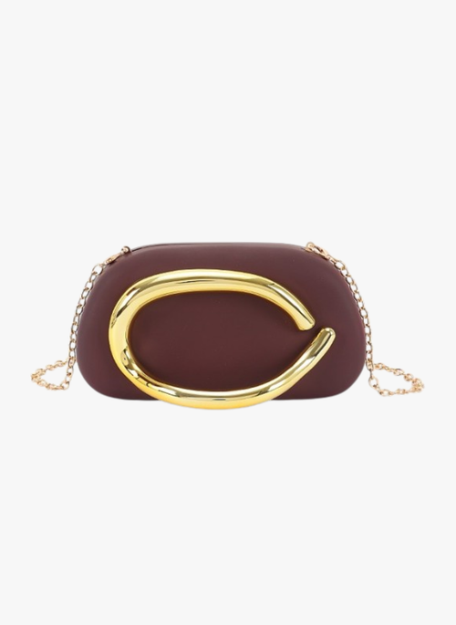Metal Handle Matte Finish Box Clutch
