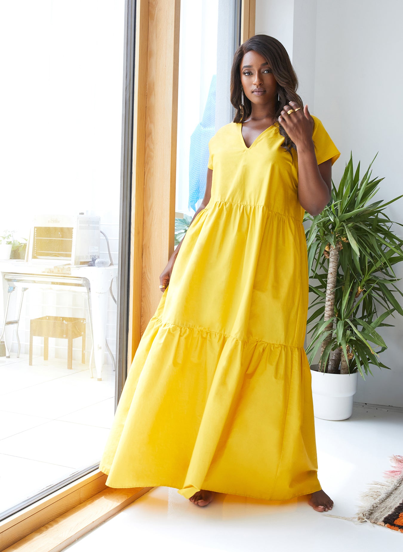 Enid Tiered Maxi Oversized Dress W. Pockets
