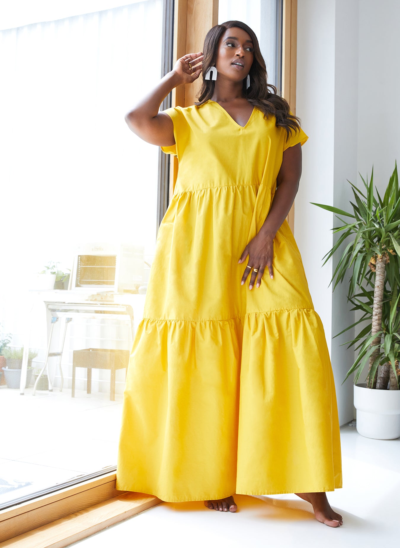 Enid Tiered Maxi Oversized Dress W. Pockets