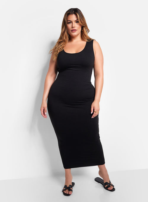 Essential Tank Maxi Bodycon Dress - Black