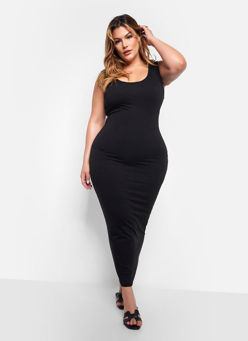 Essential Tank Maxi Bodycon Dress - Black