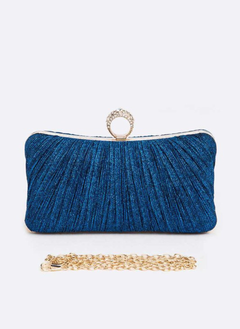 Pleated Metallic Box Clutch Bag