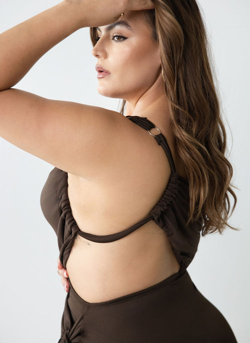 Kris Asymmetrical Ruched Maxi Dress