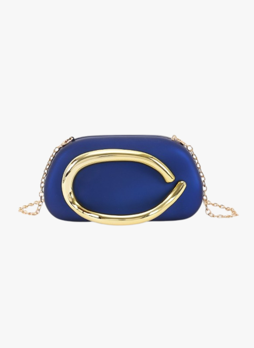 Metal Handle Matte Finish Box Clutch