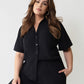 Henley Collared Button Down Blouse
