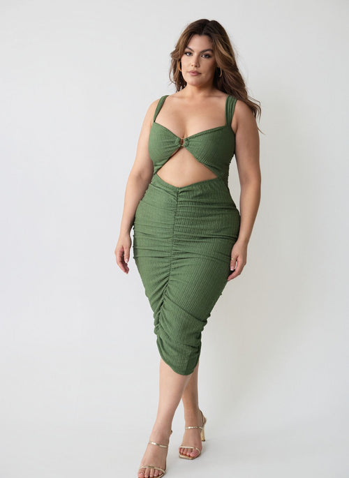 Penelope Ring Detail Ruched Bodycon Dress
