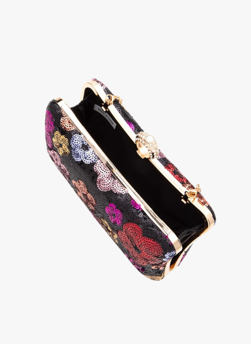 Sequins Flower Statement Box Clutch Bag