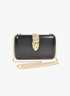 Gold Clasp Metallic Box Clutch