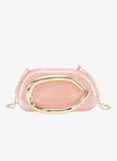 Gold Iconic Handle Marble Resin Box Clutch