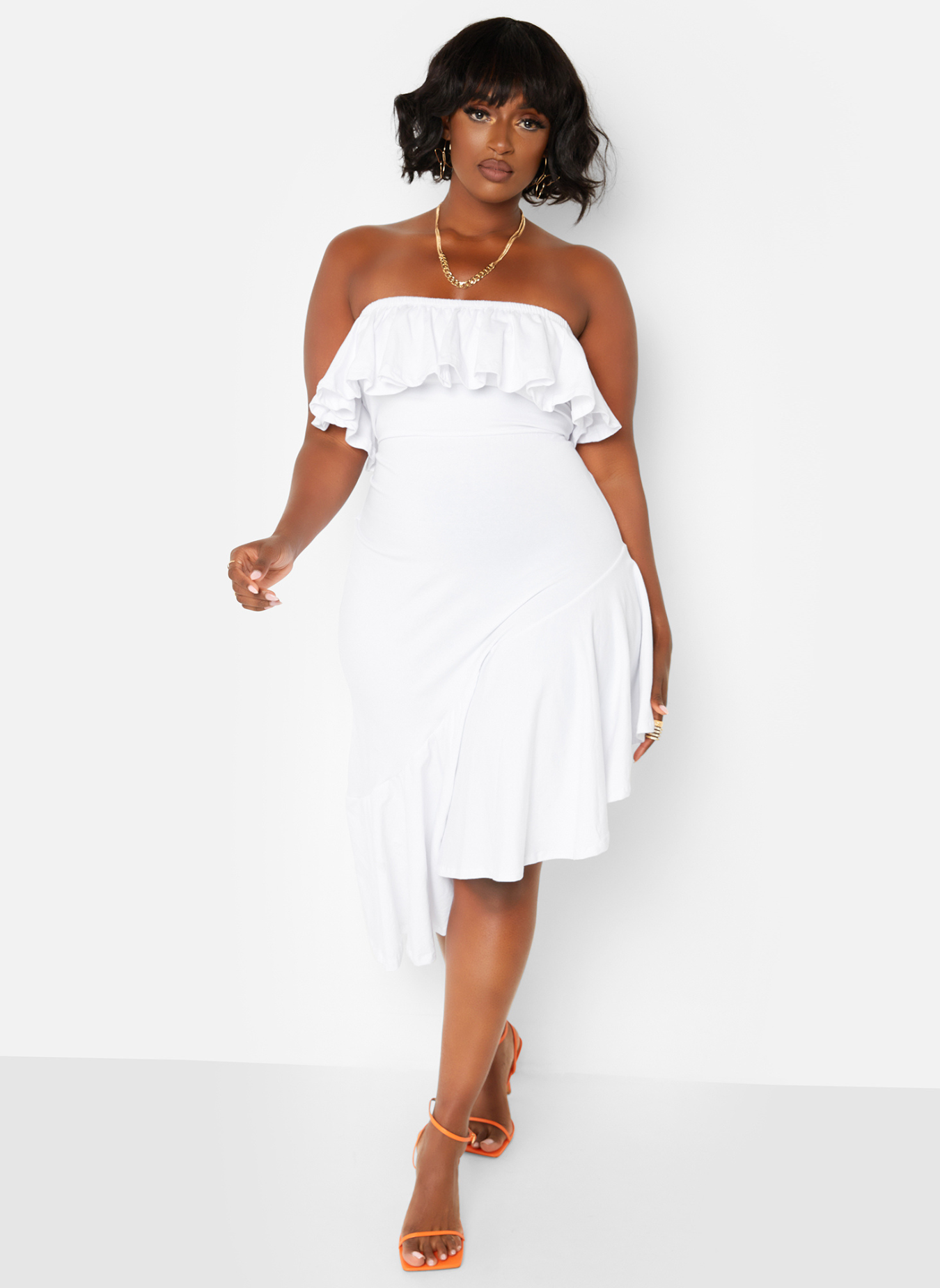 Ray of Sunshine Ruffled Sleeveless Dress - White