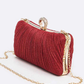 Pleated Metallic Box Clutch Bag