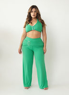 Zelia Wide Leg Pants w. Metal Overlay Detail