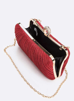 Pleated Metallic Box Clutch Bag
