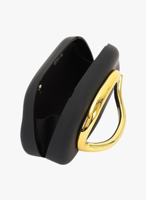 Metal Handle Matte Finish Box Clutch
