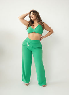 Zelia Wide Leg Pants w. Metal Overlay Detail