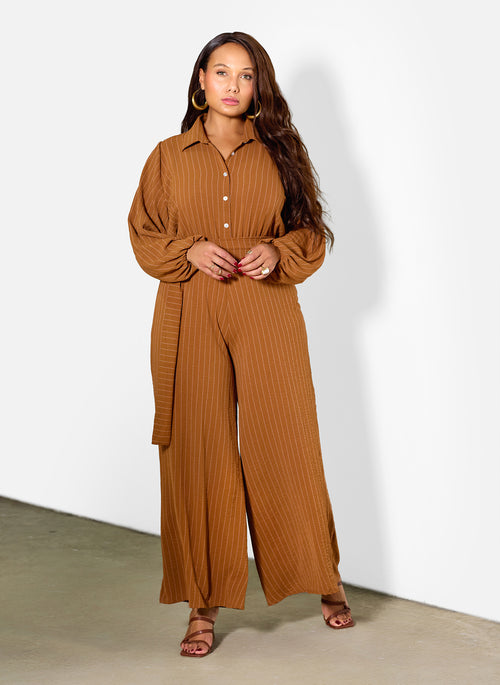Agnes Collared Wide Leg Jumpsuit