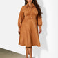 Alisson Faux Suede Collared Midi Dress
