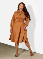 Alisson Faux Suede Collared Midi Dress