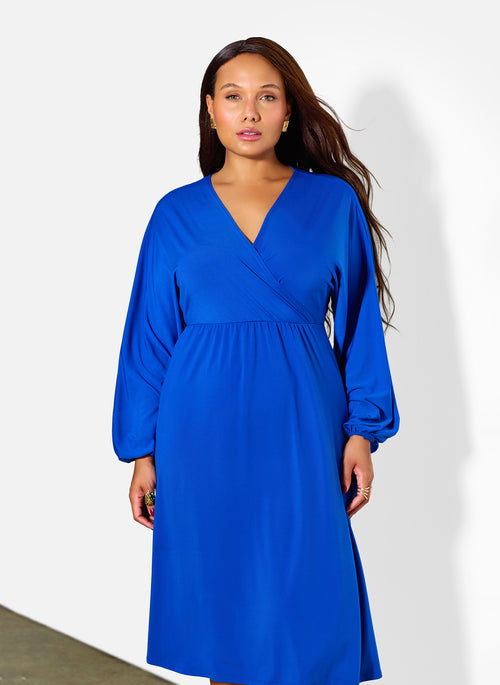 Amber Puff Sleeves A-Line Midi Dress