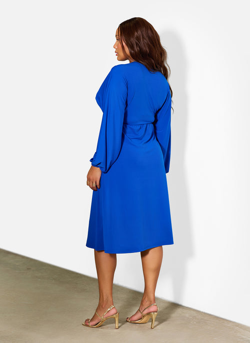 Amber Puff Sleeves A-Line Midi Dress