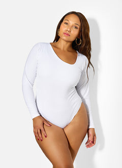 Ashley Asymmetrical Neckline Long Sleeve Bodysuit