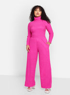 Abby Textured Wide Leg Pants W. Pockets - Fuchsia